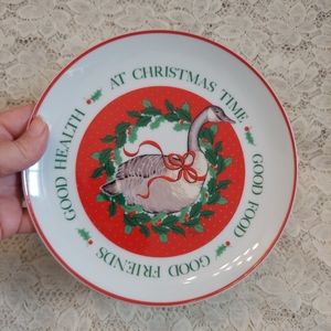 Vintage Christmas Goose Plate Salad or Dessert Size by George Good